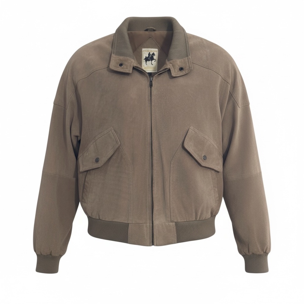 Vintage Saddlebred Jacket Men's 44 Tan Khaki Brown Suede Leather Bomber Aviator